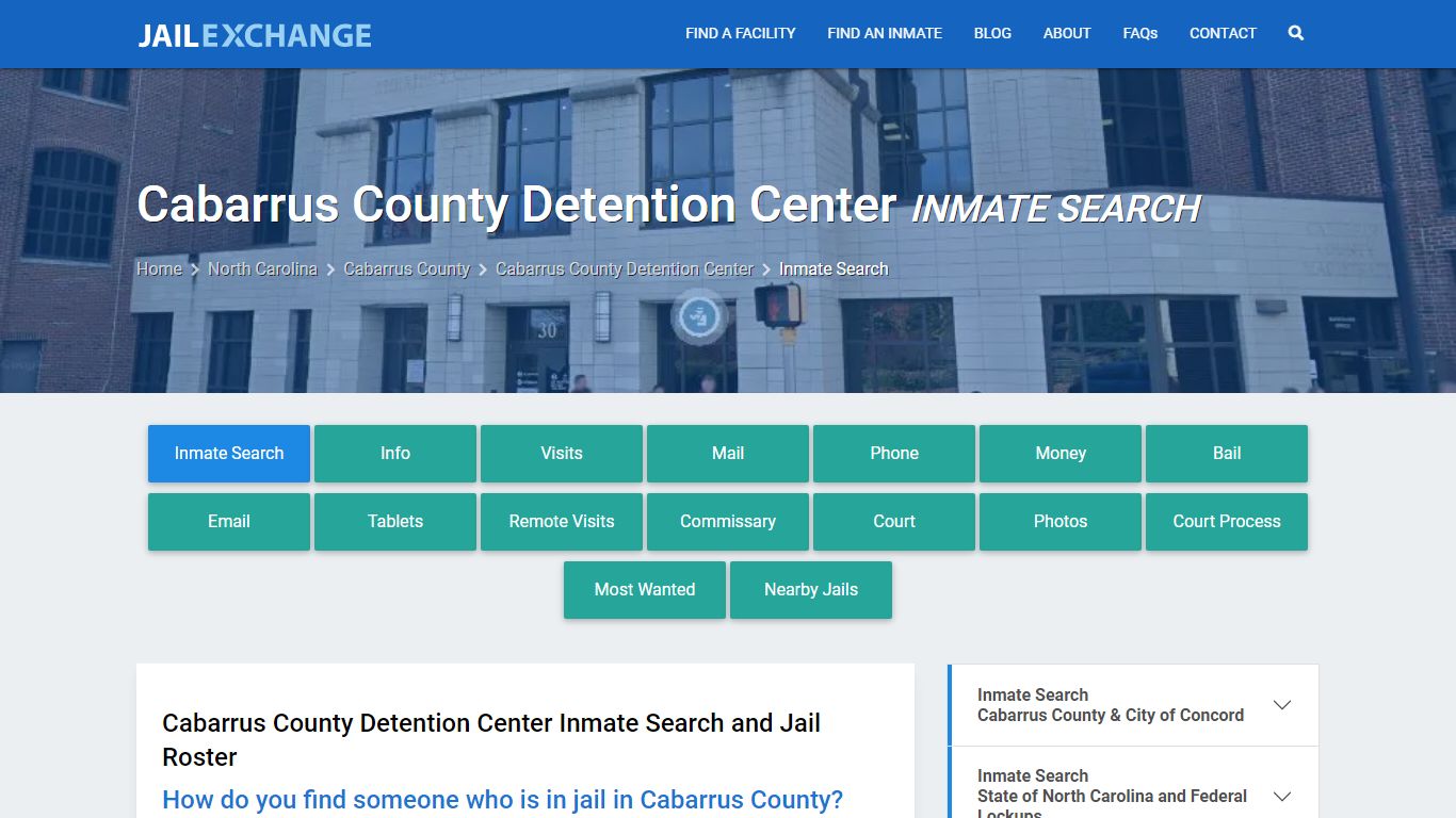 Cabarrus County Detention Center Inmate Search - Jail Exchange